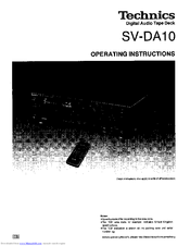 Technics SV-DA10 Operating Instructions Manual