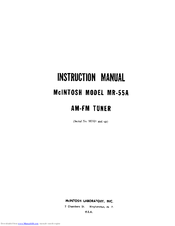 Mcintosh MR-55A Instruction Manual