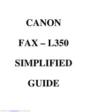 Canon FAX-L350 Simplified Manual