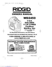 RIDGID WD2450 Owner's Manual