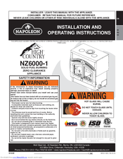 Napoleon NZ6000-1 Installation And Operating Instructions Manual