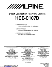 Alpine HCE-C107D Owner's Manual