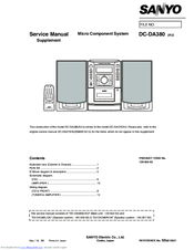 Sanyo DC-DA380 Service Manual Supplement