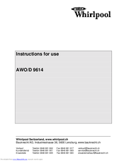 Whirlpool AWO/D 9614 Instructions For Use Manual