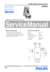 Philips Senseo Excel HD7840 Service Manual