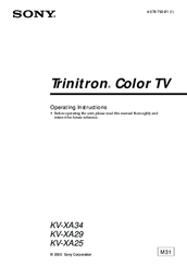 Sony Trinitron KV-XA25 Operating Instructions Manual