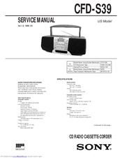 Sony CFD-S39 - Cd Radio Cassette-corder Service Manual