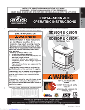 Napoleon GS60-N Installation And Operating Instructions Manual