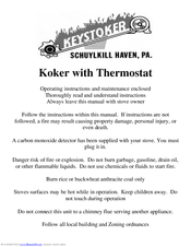 Keystoker Koker with Thermostat Installation Instructions Manual