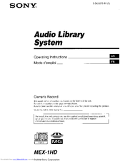 Sony MEX-IHD Operating Instructions Manual
