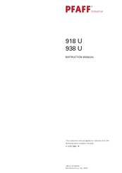 Pfaff 938 U Series Instruction Manual