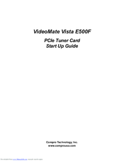 COMPRO VideoMate Vista E500F Startup Manual