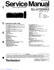Technics SU-A700MK3 Service Manual