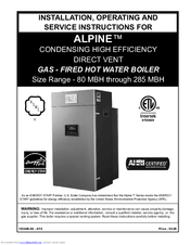Alpine ALP080B Installation, Operating And Service Instructions