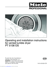 Miele PT 5136 OS Operating And Installation Instructions