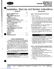 Carrier 50KQ006-019 Installation, Start-Up And Service Instructions Manual