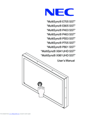 NEC MultiSync E805 SST User Manual