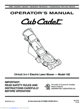 Cub Cadet 182 Operator's Manual