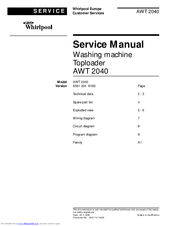 Whirlpool AWT 2040 Service Manual