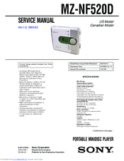 Sony Walkman MZ-NF520D Service Manual