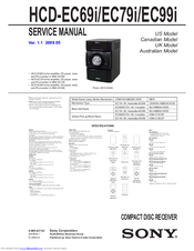 Sony HCD-EC99i - Compact Disc Receiver Component Service Manual
