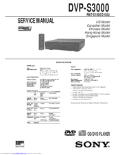 Sony DVP-S3000 Operating Instructions / Mode d’emploi Service Manual