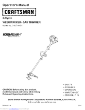 Craftsman WEEDWACKER 316.711022 Operator's Manual