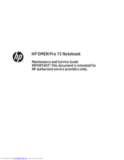 HP OMEN Pro 15 Maintenance And Service Manual