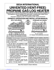 Desa CF18PV Owner's Operating & Installation Manual