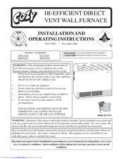 COZY HEDV404 and Installation And Operating Instructions Manual