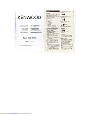 Kenwood PG-2000 Instructions For Use And Safety