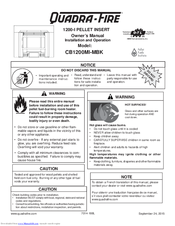 Quadra-Fire PELLET INSERT CB1200MI-MBK Owner's Manual And Installation Instructions