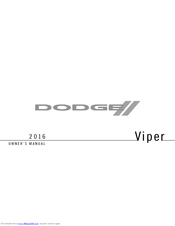 Dodge 2016 Viper SRT ACR Owner's Manual