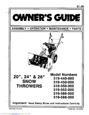 MTD 319-552-000 Assembly, Operating, And Maintenance  Instructions