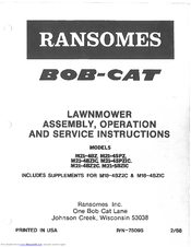 Ransomes Bob-Cat M21-5BZIC Assembly, Operation And Service Manual