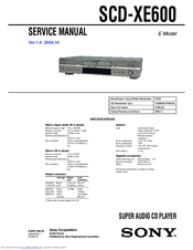 Sony SCD-XE600 Service Manual