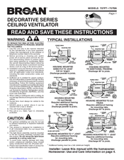 Broan 757SN Instructions Manual
