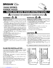 Broan 153023 Instructions Manual