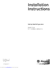 GE ZISS360DXDSS Installation Instructions Manual