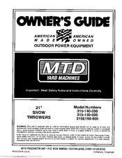 MTD 315-150-000 Owner's Manual