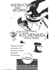 KitchenAid KSM95BY0 Instructions And Recipes Manual