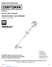 Craftsman WEEDWACKER 316.731931 Operator's Manual