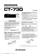 Pioneer CT-730 Operating Instructions Manual