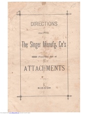 Singer 1888 Foot-Bar Set of attachments Directions For Using