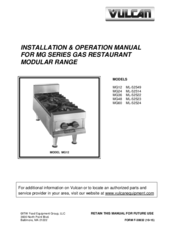 Vulcan-Hart MG36 Installation & Operation Manual