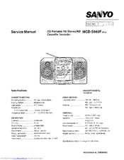 Sanyo MCD-S665AU Service Manual