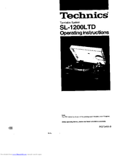 Technics SL-1200LTD Operating Instructions Manual