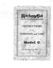 KitchenAid G Instructions For Operation And Care