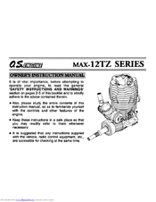 O.S. engine max-12TZ series Owner's Instruction Manual