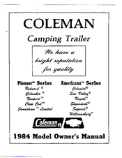 Coleman Americana Williamsburg 1984 Owner's Manual